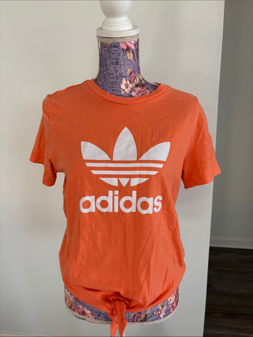 adidas Orange Trefoil Tie-Front Tee